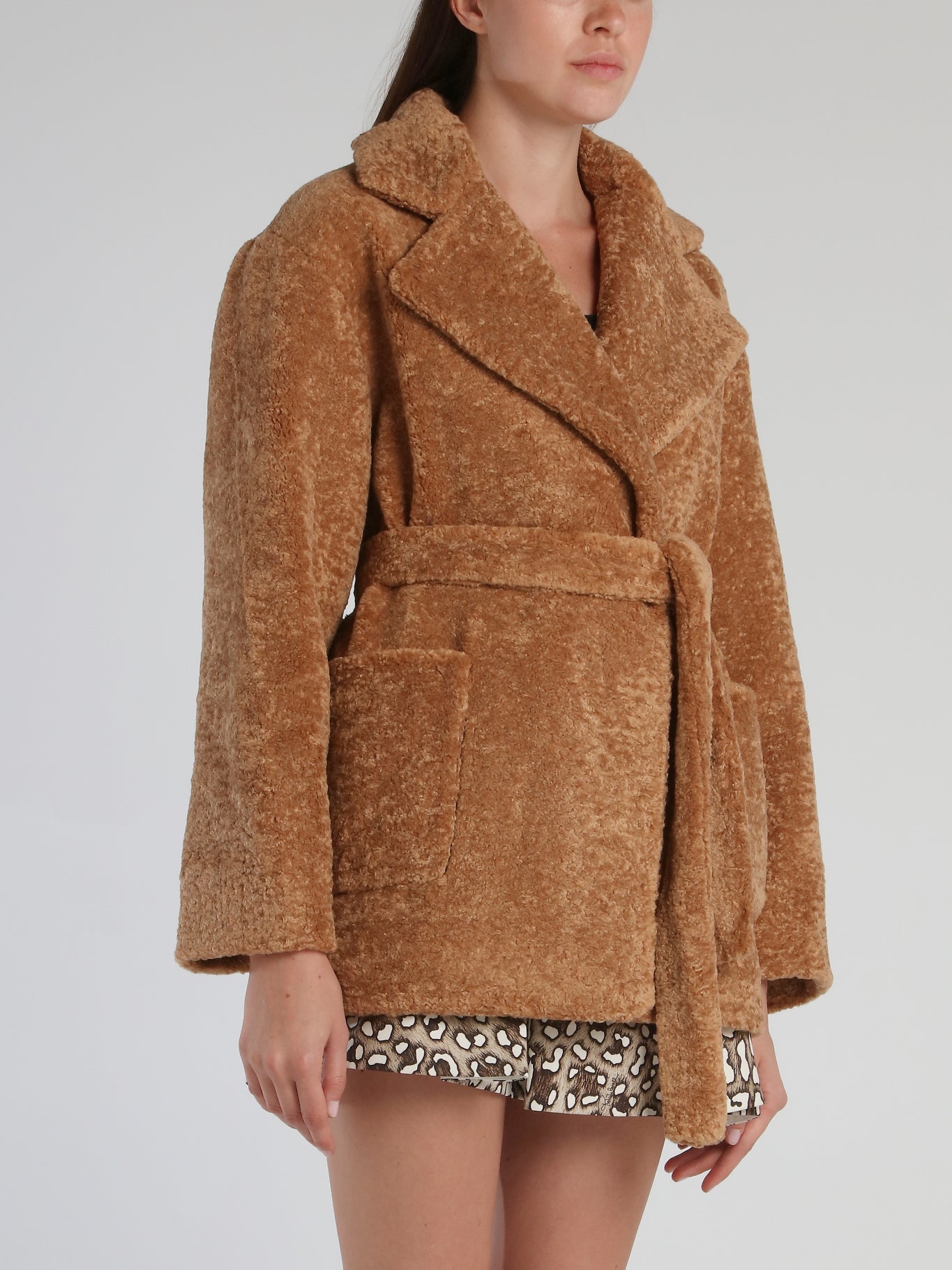 Brown Oversized Faux-Fur Logo Coat – Maison-B-More Global Store