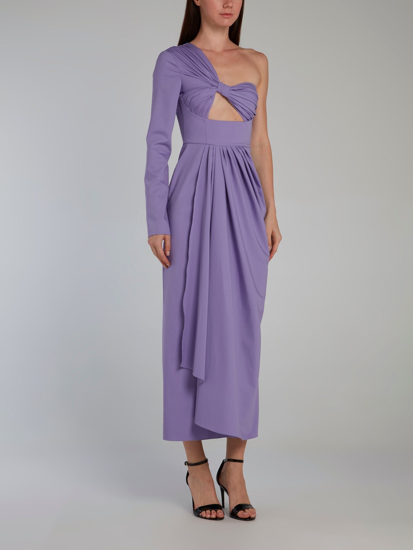 purple one shoulder midi dress Dalood Purple One Shoulder Draped Midi Dress L / Purple