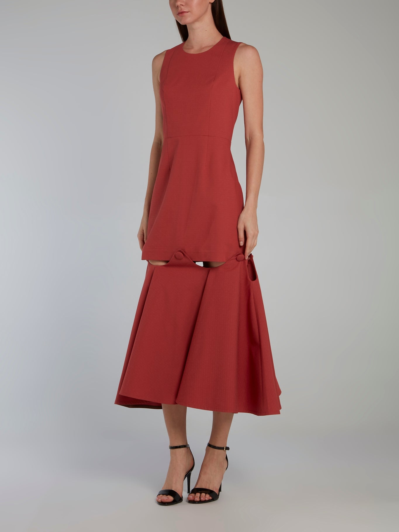 Liya Burgundy Removable Detail Brick Dress 42 / Burgundy Liya Burgundy Removable Detail Brick Dress 42 / Burgundy