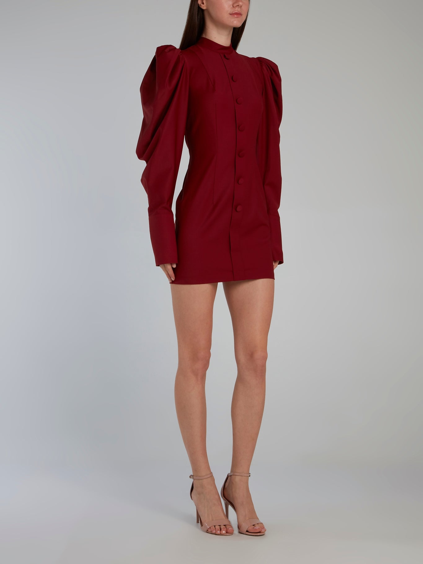 Liya Burgundy Puff Sleeve Mini Dress 38 / Burgundy Liya Burgundy Puff Sleeve Mini Dress 38 / Burgundy
