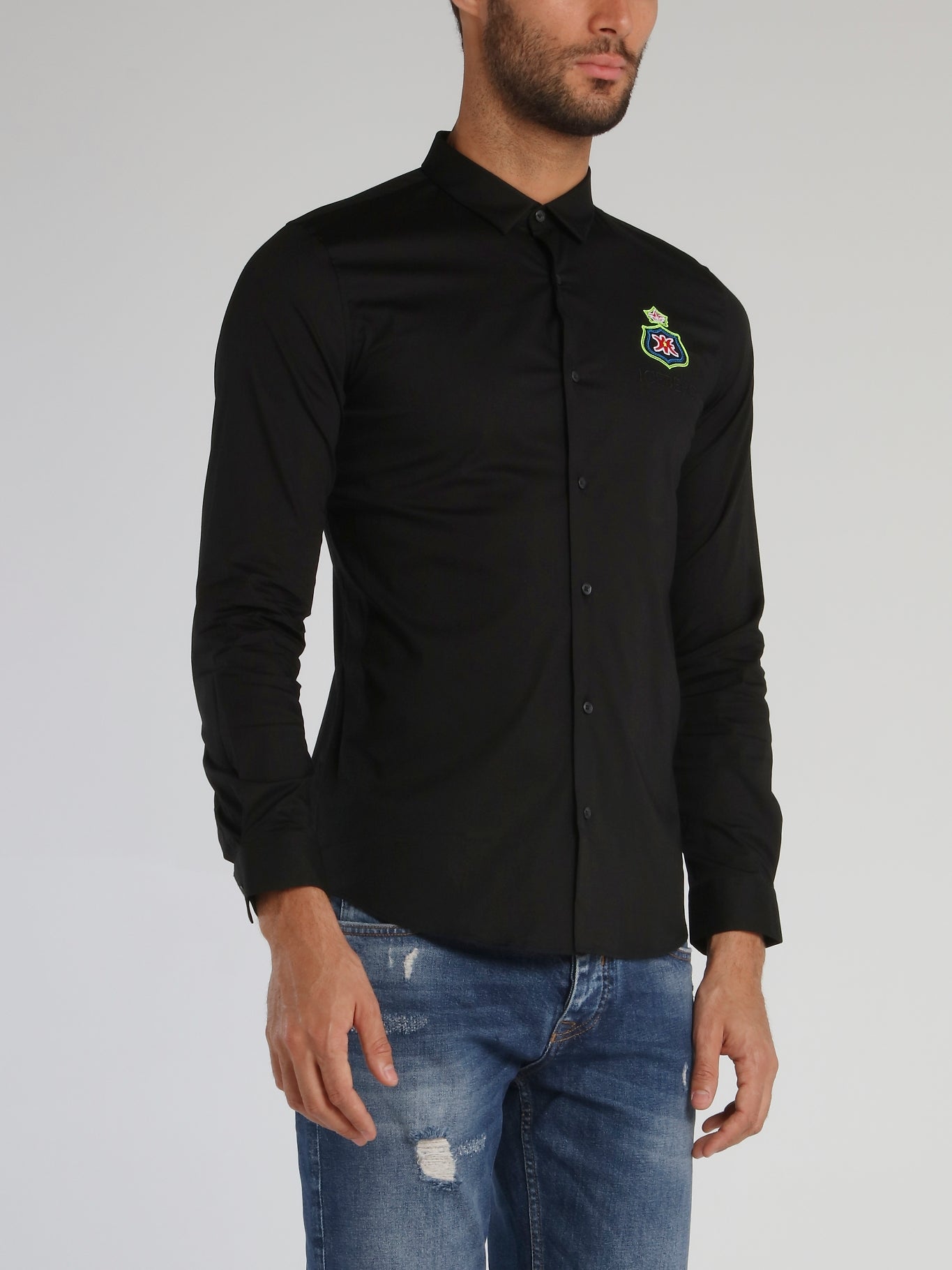 Black Embroidered Monogram Long Sleeve Shirt – Maison-B-More Global Store