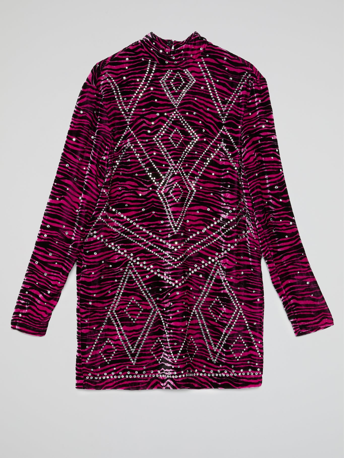 Pink Rhinestone Long Sleeve Dress Maison-B-More Global Store Pink Rhinestone Long Sleeve Dress Maison-B-More Global Store