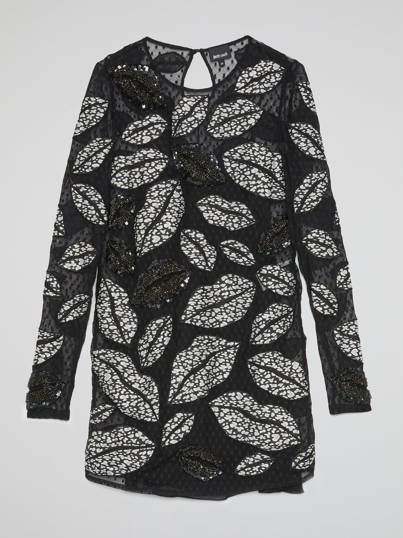 Black Lip Embroidered Mesh Dress Maison-B-More Global Store Black Lip Embroidered Mesh Dress Maison-B-More Global Store