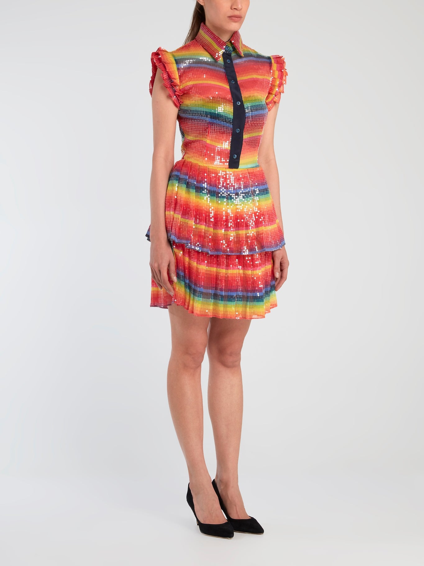 mini rainbow dress Daizy Shely Rainbow Paillette Mini Dress 44 / Multicolour