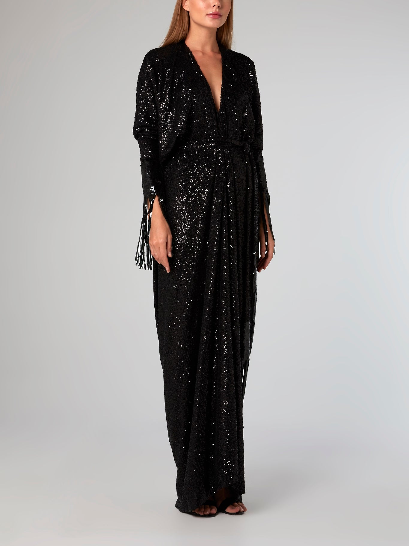 Katrine K. Black Fringe Detailed Sequin Dress 44 / Black Katrine K. Black Fringe Detailed Sequin Dress 44 / Black