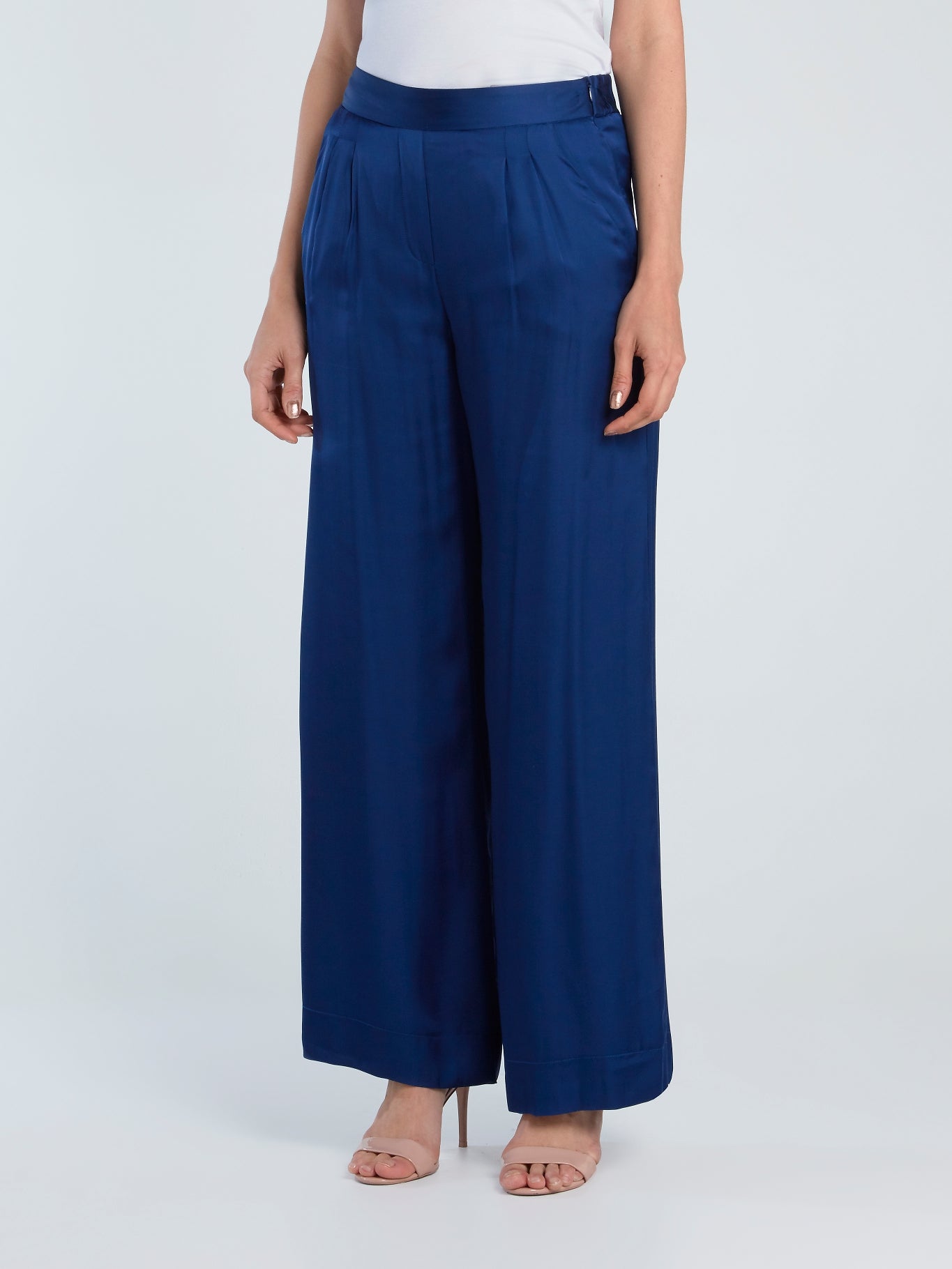 Navy Wide-Leg Viscose Pants – Maison-B-More Global Store