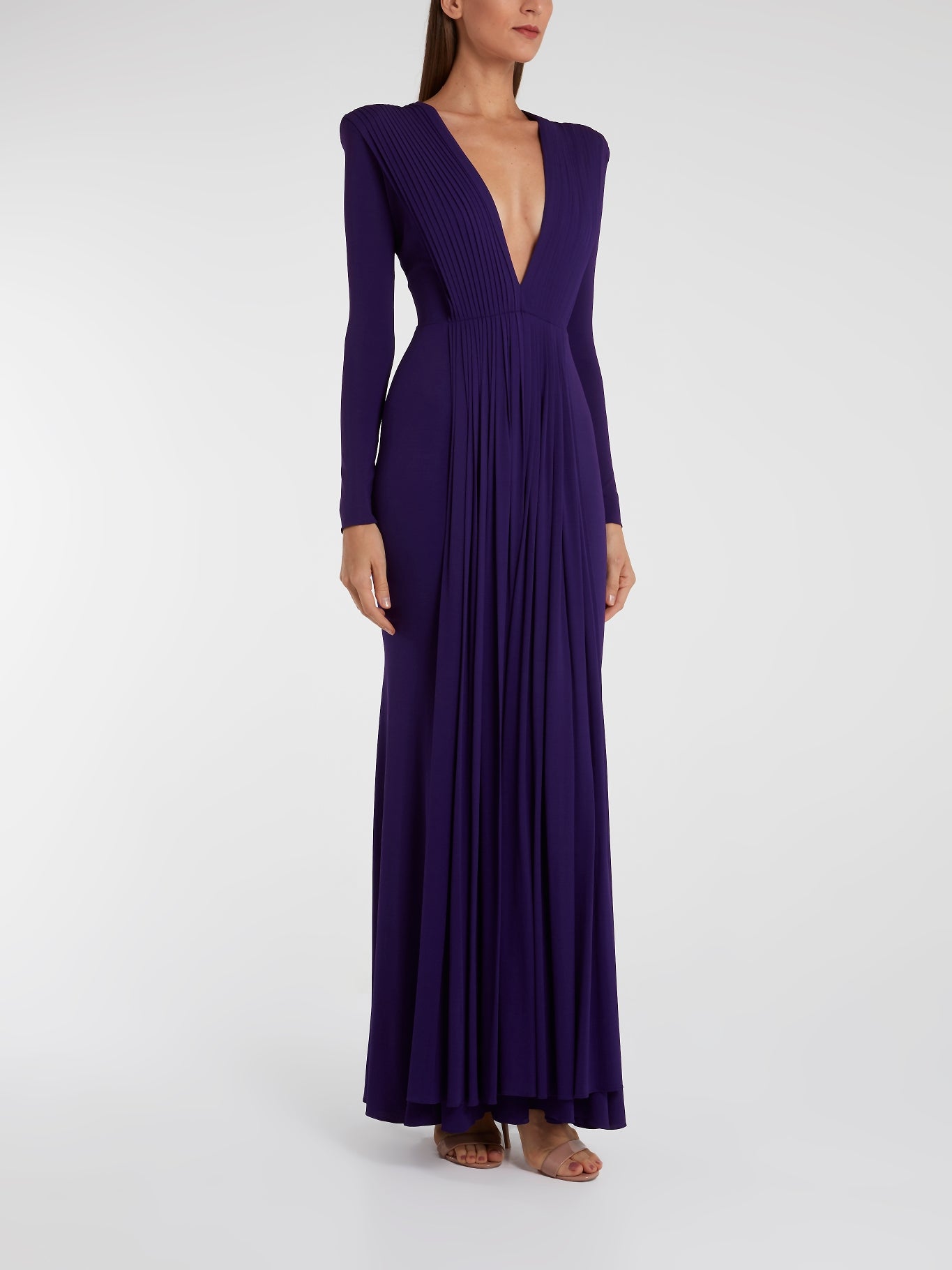 fitted lace wedding dress purple chiffon maxi dress, prom wedding dress 2179 – Xiaolizi main image 1