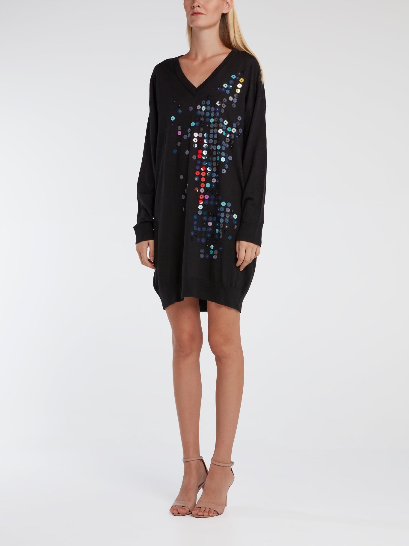 Black Paillette Embellished Sweater Dress Black Paillette Embellished Sweater Dress
