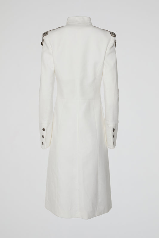 White Embellished Long Coat