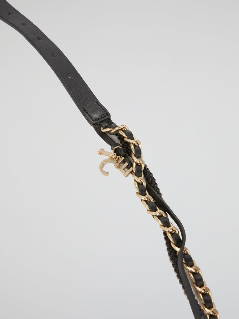 Black Multi-Strap Chain Accent Belt