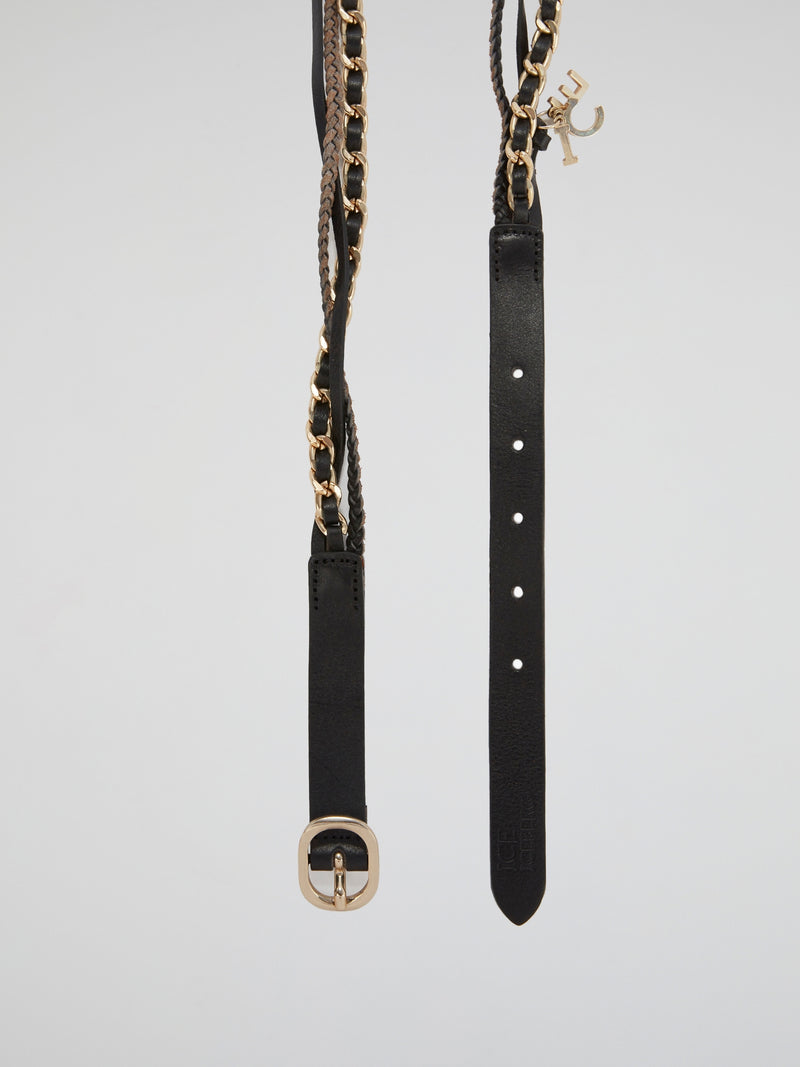 Black Multi-Strap Chain Accent Belt