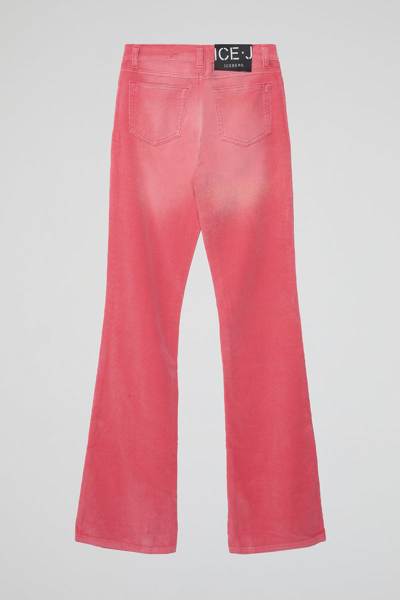 Pink Flared Washed Denim