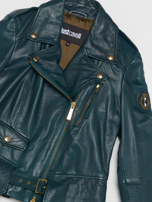 Green Belted Leather Jacket