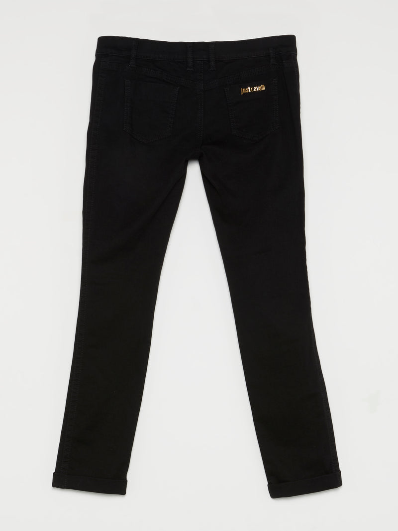 Black Fringe Detail Jeans