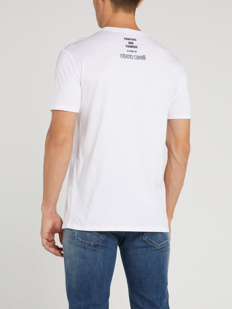 White Graphic Print Logo T-Shirt