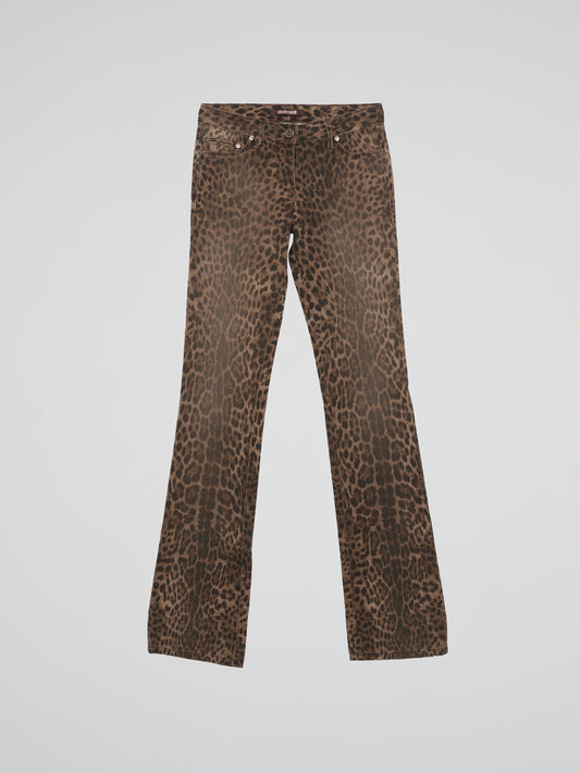 Leopard Print Bootcut Trousers