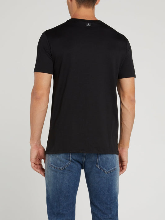 Черная футболка с барочным принтом