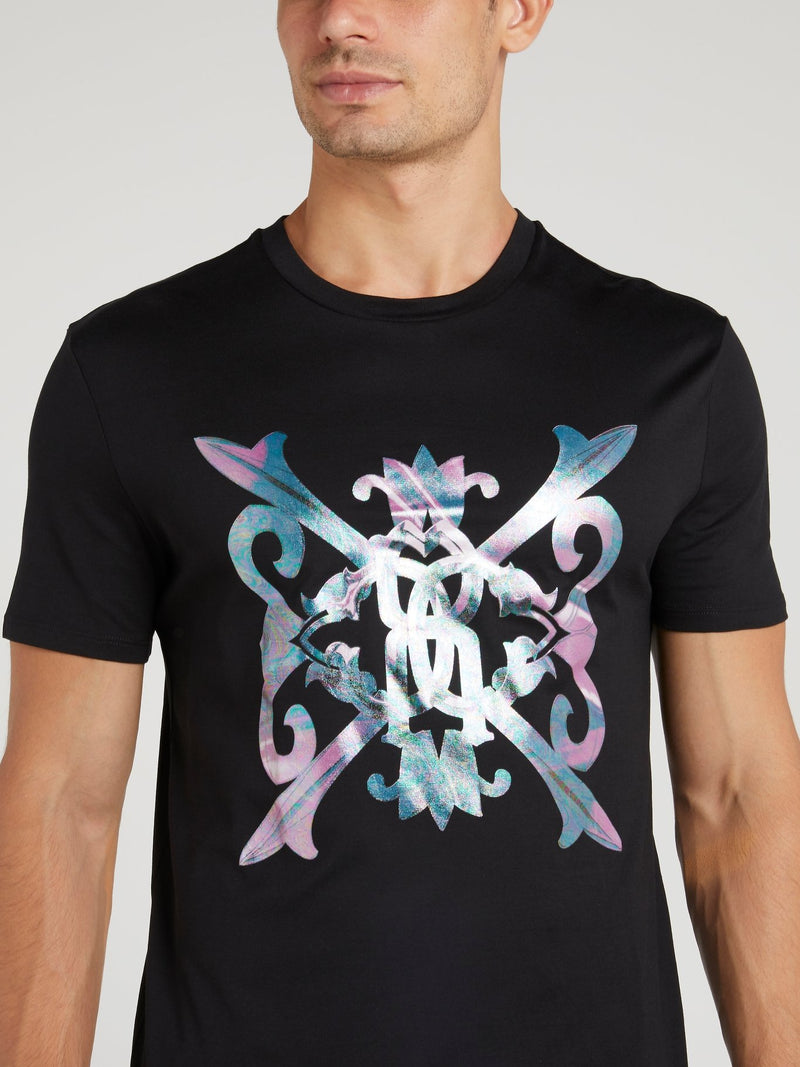 Black Baroque Print Logo T-Shirt