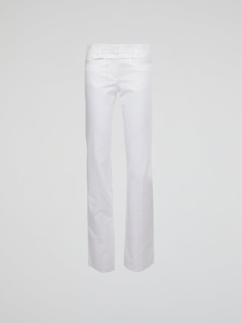 White Straight Cut Pants
