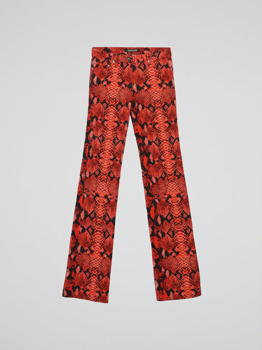 Red Snake Print Trousers