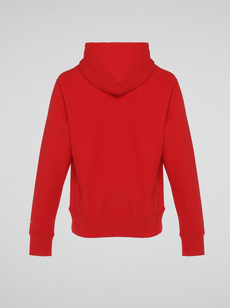 Red Pompom Script Hooded Sweatshirt