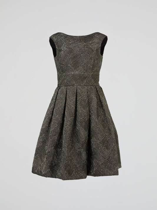 Silver Herringbone Jacquard Dress