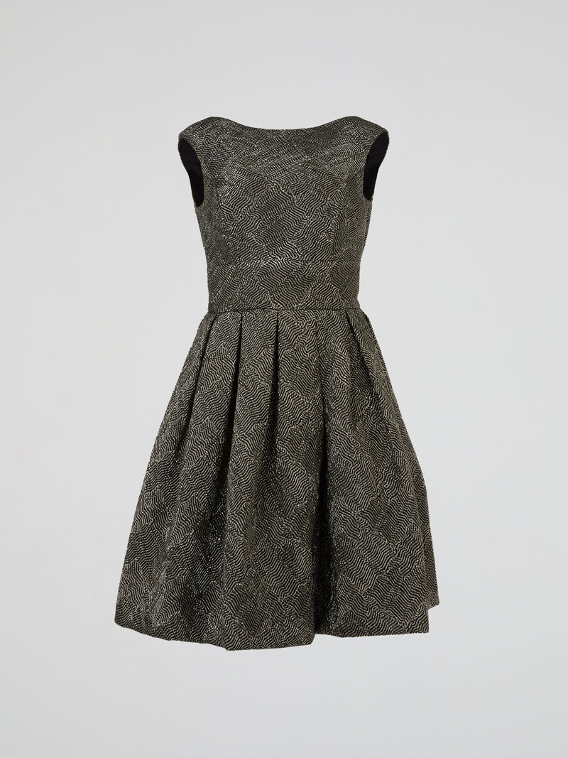 Silver Herringbone Jacquard Dress