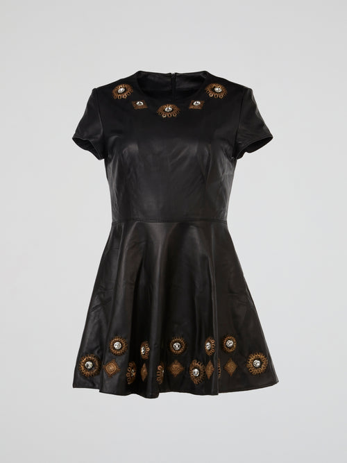 Ember Jewel Embellished Leather Dress