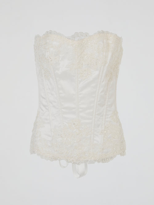 White Pearl Embroidered Corset Top