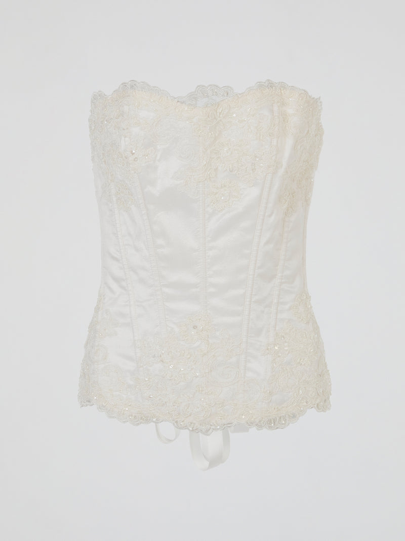 White Pearl Embroidered Corset Top