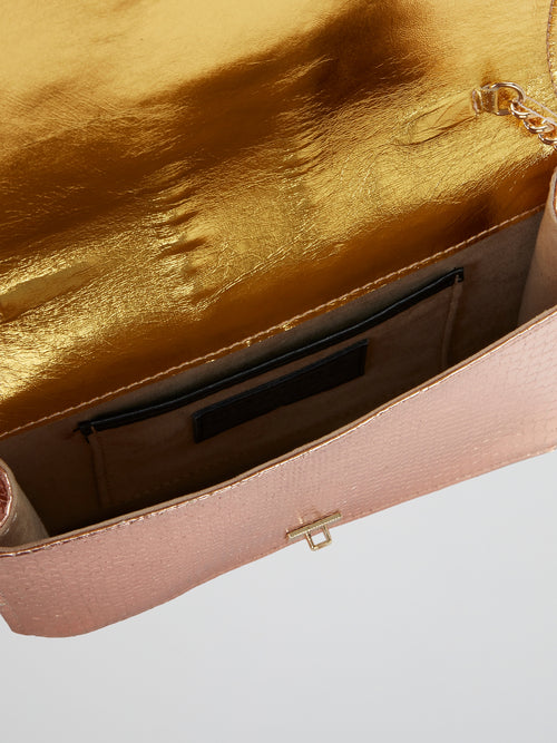 Rose Gold Crystal Embellished Chain Bag