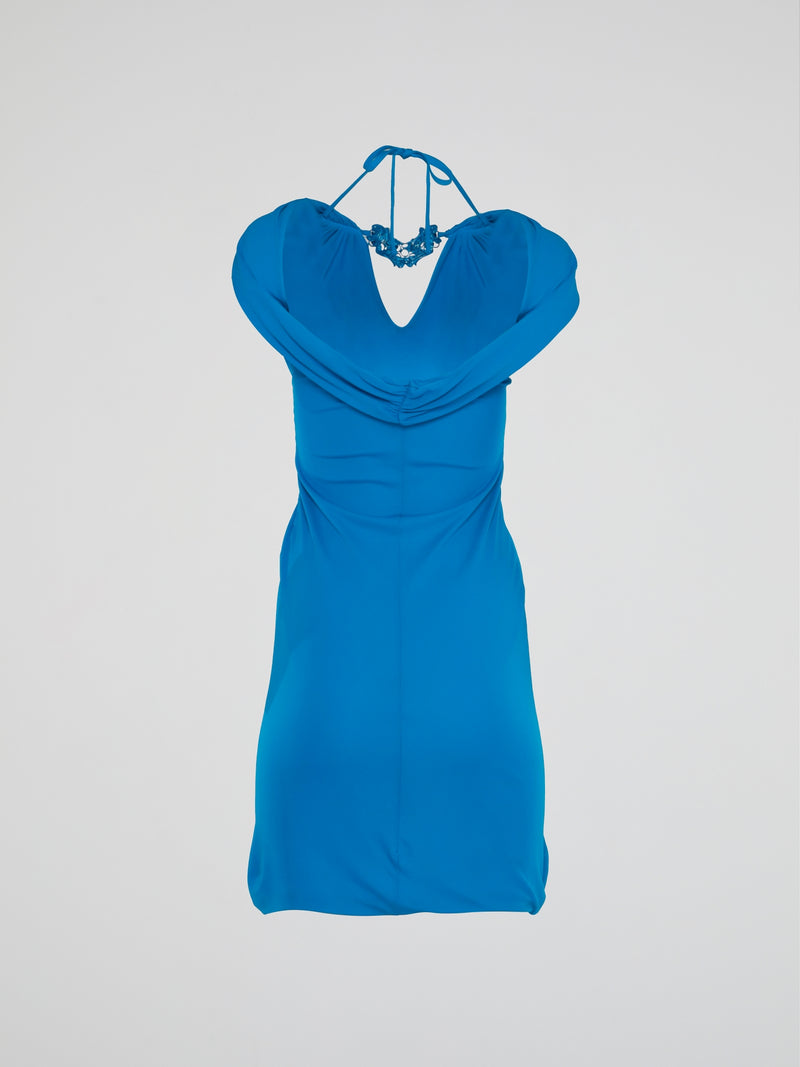 Blue Halter Neck Mini Dress