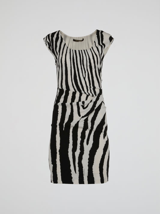 Zebra Print Cap Sleeve Dress