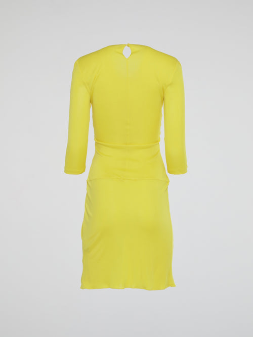 Yellow Plunge Mini Dress
