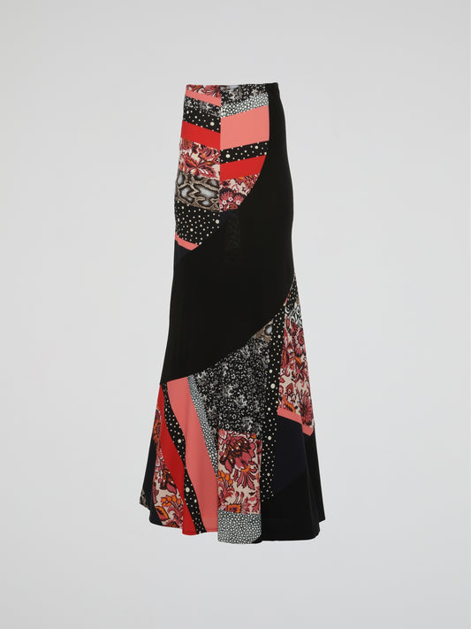 Printed Flared Maxi Skirt