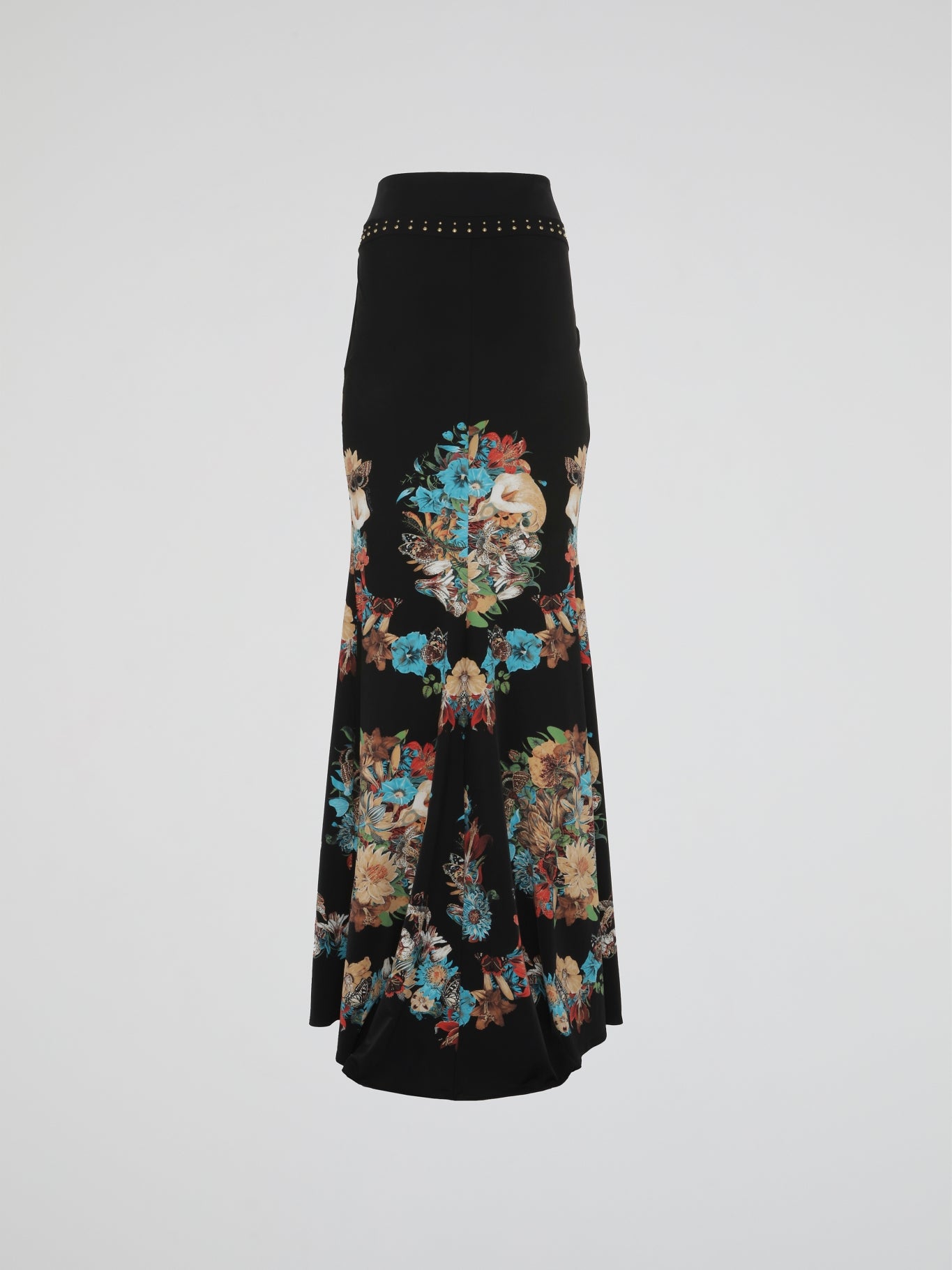 Black Floral Print Maxi Skirt