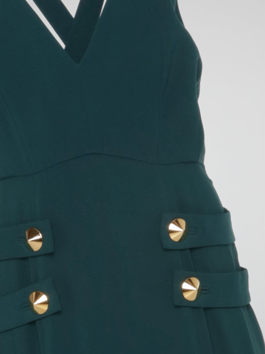 Green Sailor Button Maxi Dress