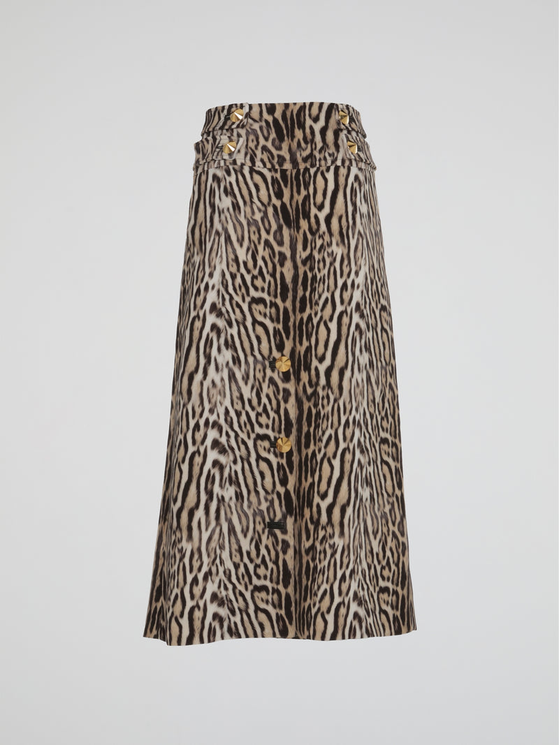 Leopard Print Sailor Button Skirt