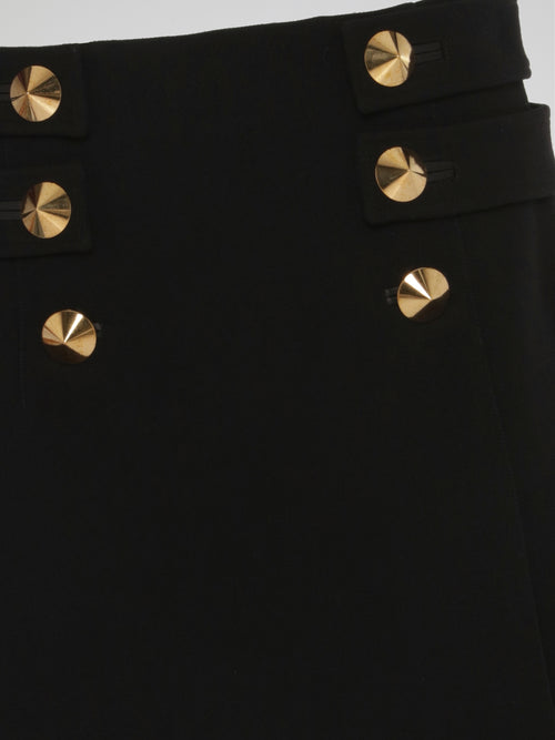 Black Sailor Button Mini Skirt