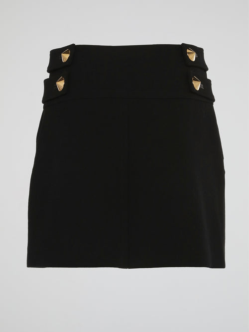 Black Sailor Button Mini Skirt