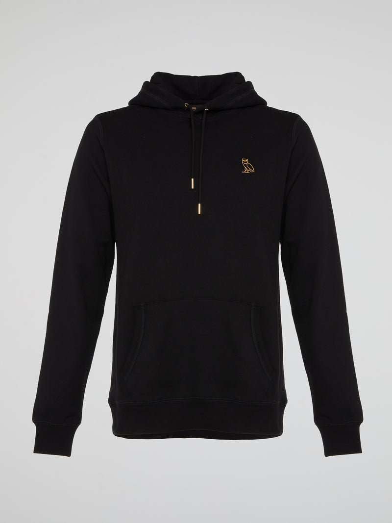 Black Drawstring Logo Essential Hoodie