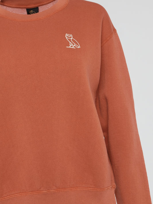 Orange Garment Dye Crop Top Crewneck Shirt