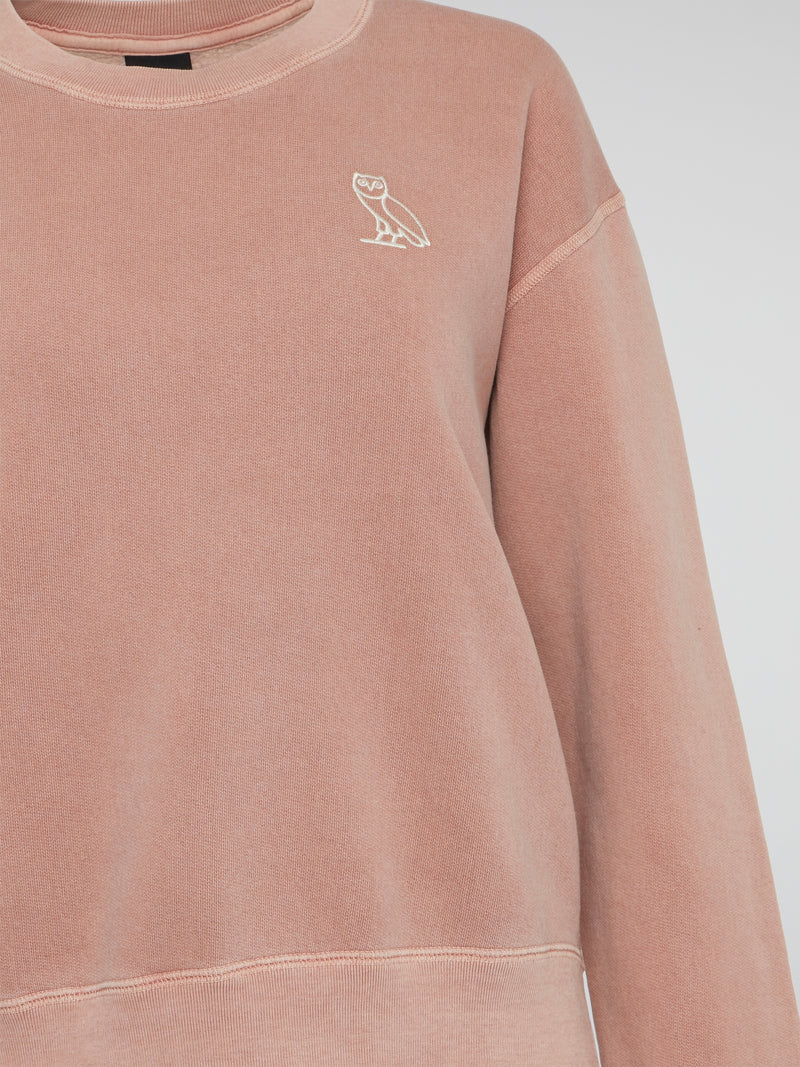 Pink Garment Dye Crop Top Crewneck Shirt