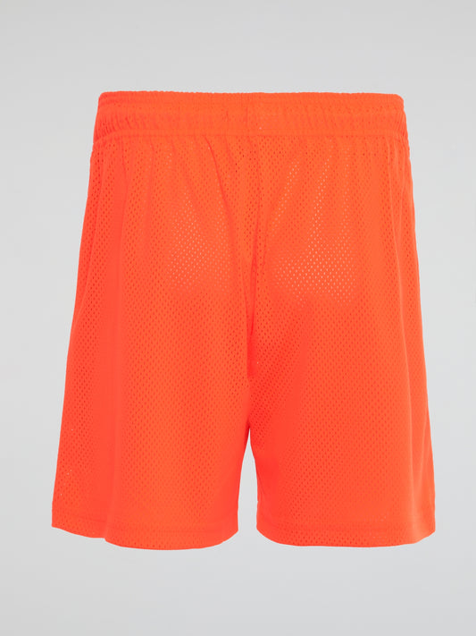 Orange Perforated Waistband Shorts