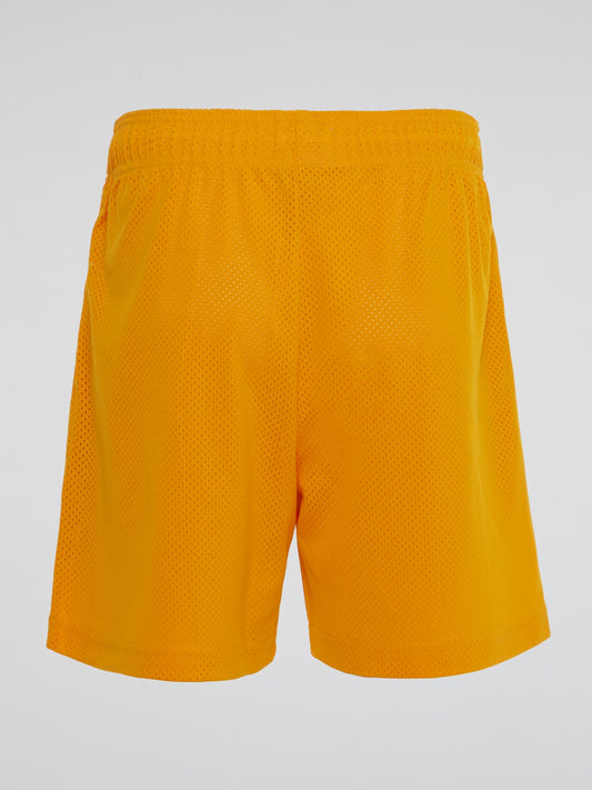Yellow Perforated Waistband Shorts