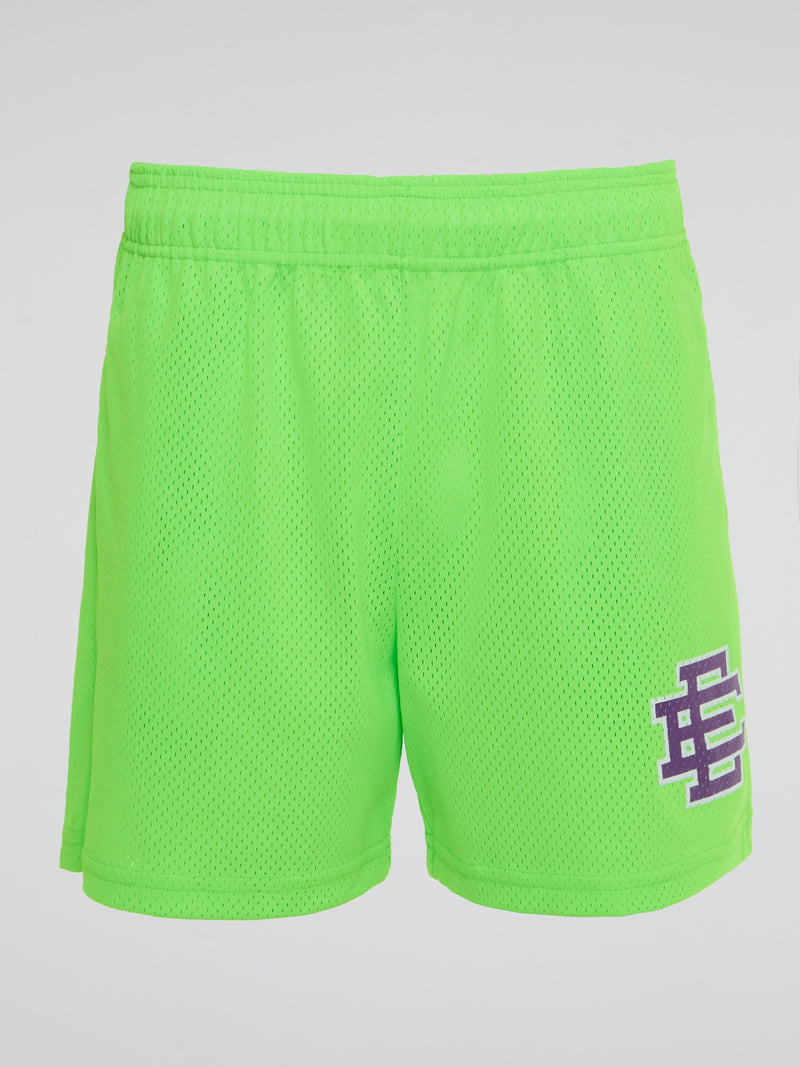 Neon Perforated Logo Shorts