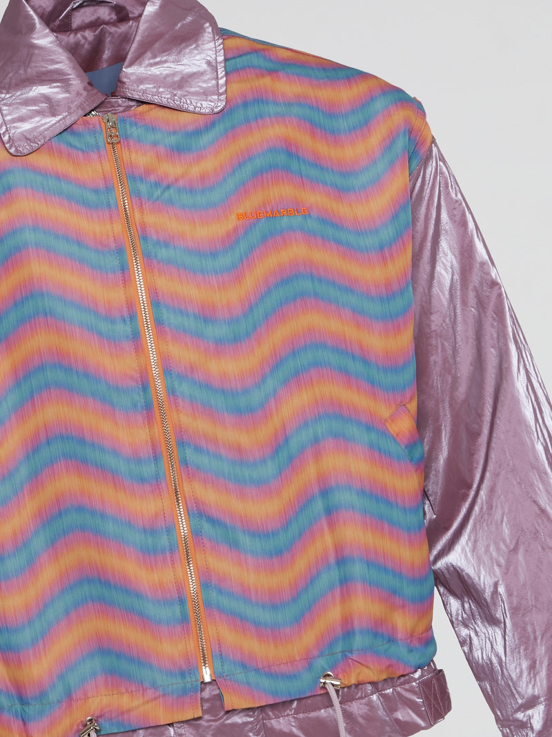 Wavy Rainbow Print Flight Jacket