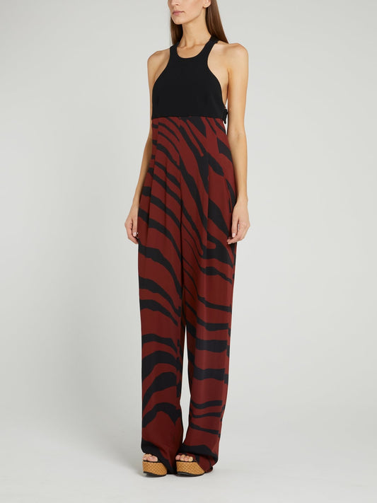 Zebra Print Halter Jumpsuit