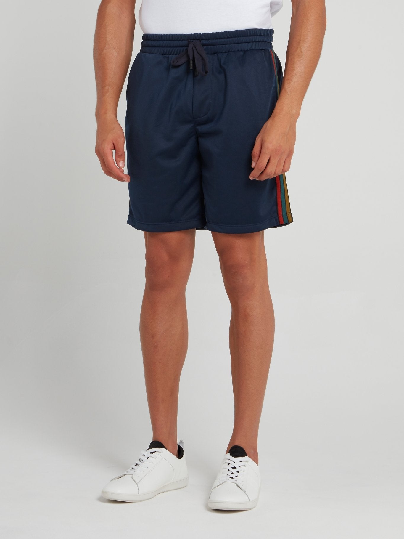 Navy Side Stripe Active Shorts