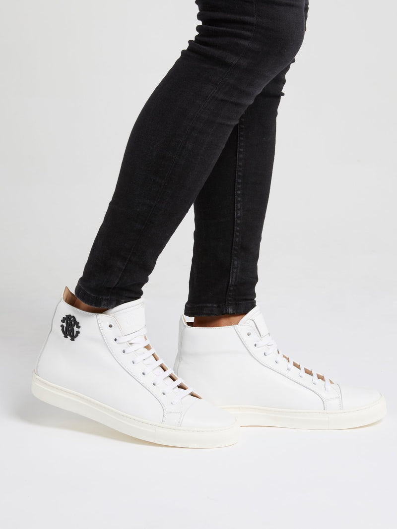 White High Top Monogram Sneakers